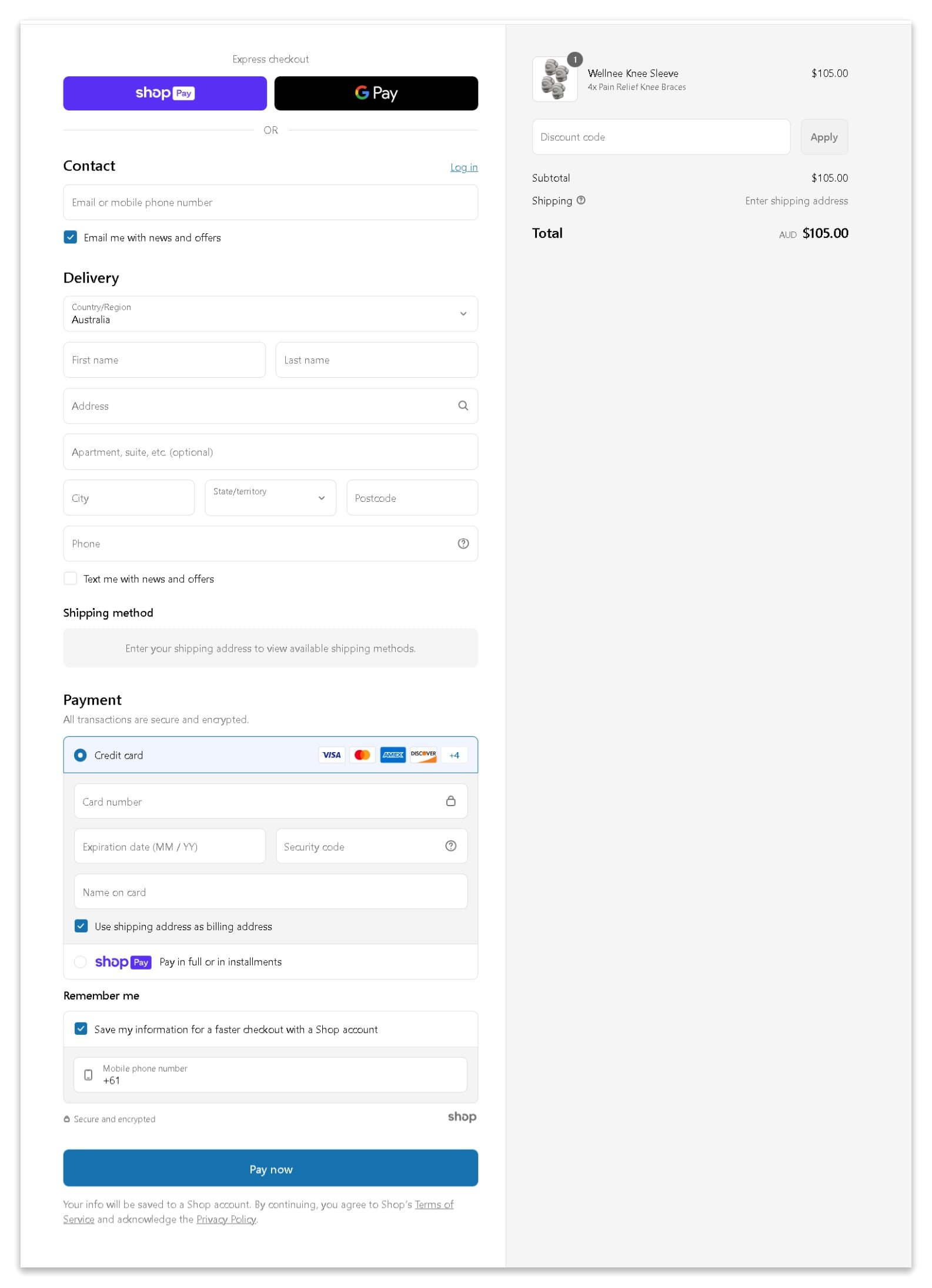 Wellnee Sleeve checkout page